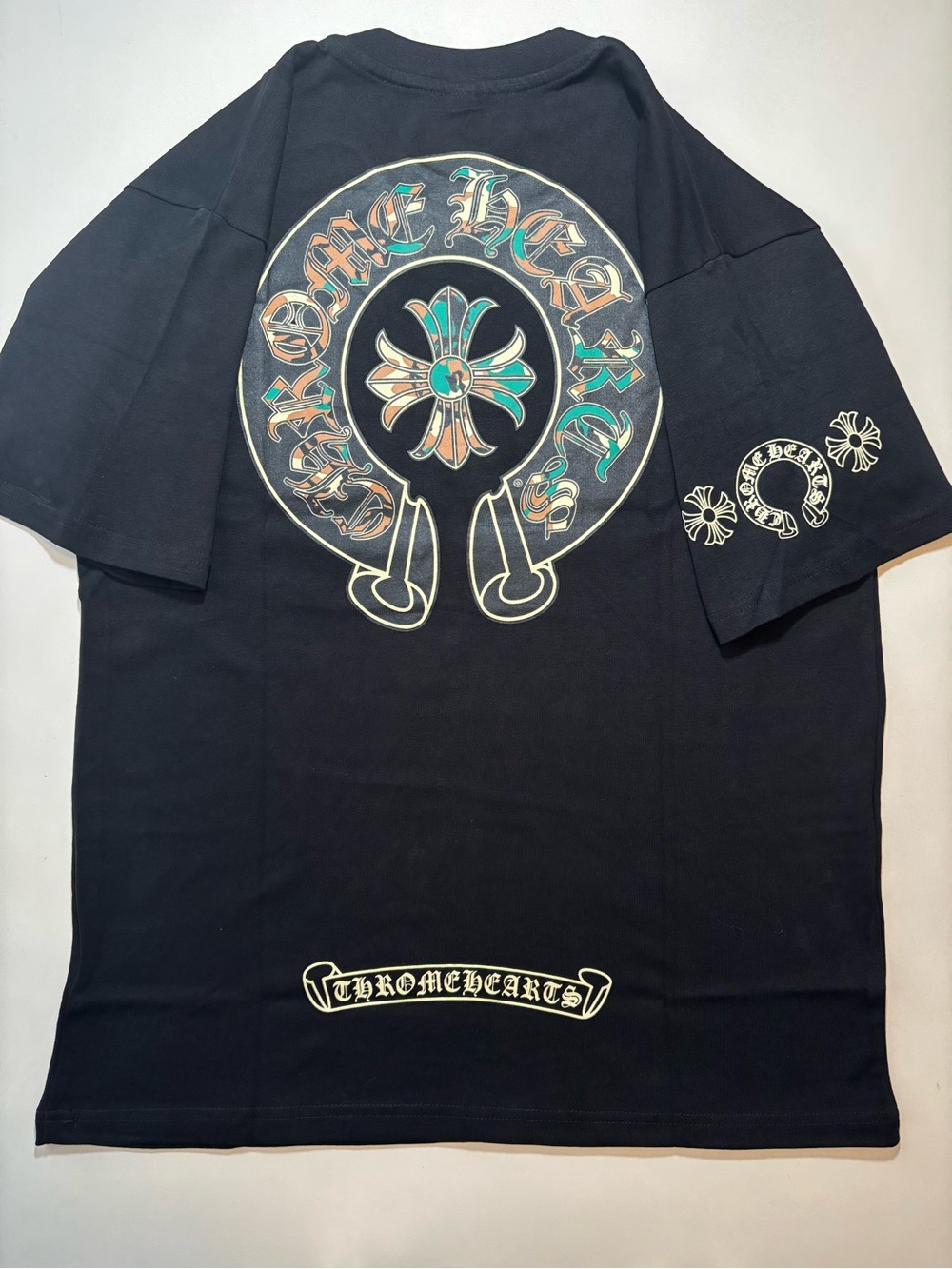 Chrome Hearts camo Black Graphic Cross horse shoe Short-Sleeve shirt